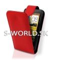Kožený obal HTC One V - Flip červená