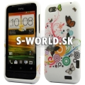 Silikónový obal HTC One V - Butterfly Swirl biela