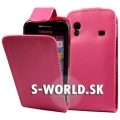 Kožený obal Samsung Galaxy Ace - Flip tmavo-ružová