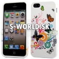 Silikónový obal iPhone 5 - Butterfly Swirl biela