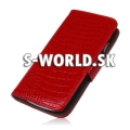 Kožený obal Samsung Galaxy S3 Mini - Croco Wallet červená