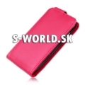 Kožený obal Samsung Galaxy S3 Mini - Flip Card tmavo-ružová