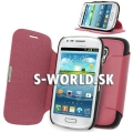 Kožený obal Samsung Galaxy S3 Mini - Slim Stand ružová