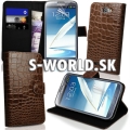 Kožený obal Samsung Galaxy Note II - Croco Wallet hnedá