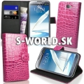 Kožený obal Samsung Galaxy Note II - Croco Wallet ružová