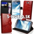Kožený obal Samsung Galaxy Note II - Croco Wallet červená