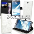 Kožený obal Samsung Galaxy Note II - Croco Wallet biela