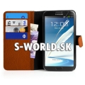 Kožený obal Samsung Galaxy Note II - Wallet Genuine hnedá