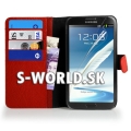 Kožený obal Samsung Galaxy Note II - Wallet Genuine červená