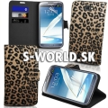 Kožený obal Samsung Galaxy Note II - Leopard Wallet hnedá