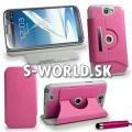Kožený obal Samsung Galaxy Note II - Rotate tmavo-ružová
