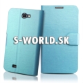 Kožený obal Samsung Galaxy Note II - Shiny Wallet svetlo-modrá