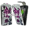 Kožený obal Samsung Galaxy Ace - Flowers Flip fialová