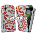 Kožený obal Samsung Galaxy Ace - Flowers Flip oranžová