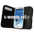 Kožený obal Samsung Galaxy S3 - Wallet Grid čierna 