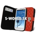 Kožený obal Samsung Galaxy S3 - Wallet Grid červená