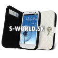 Kožený obal Samsung Galaxy S3 - Wallet Grid biela