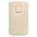 Kožený obal Samsung Galaxy S II - Croco Pocket krémová