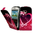 Kožený obal Samsung Galaxy S3 Mini - Flip Love Heart čierna
