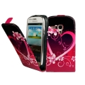 Kožený obal Samsung Galaxy S3 Mini - Flip Love Heart čierna