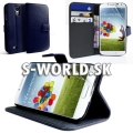 Kožený obal Samsung Galaxy S4 - Wallet LM tmavo-modrá