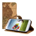 Kožený obal Samsung Galaxy S4 - World Map hnedá