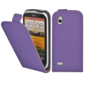 Kožený obal HTC Desire X - Flip fialová