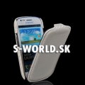 Kožený obal Samsung Galaxy S3 Mini - Carbon Flip biela