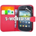 Kožený obal Samsung Galaxy Fame - Wallet tmavo-ružová