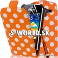 Kožený obal Samsung Galaxy Ace 2 - Polka Flip oranžová