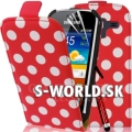 Kožený obal Samsung Galaxy Ace 2 - Polka Flip červená