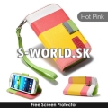 Kožený obal Samsung Galaxy Ace 2 - Wallet Stripes ružová