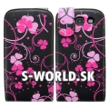 Kožený obal Samsung Galaxy S3 - Flip Flowers ružová