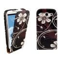 Kožený obal Samsung Galaxy S3 - Flip Flowers čierno-biela