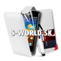 Kožený obal Samsung Galaxy Ace 2 - Flip Card biela