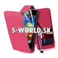 Kožený obal Samsung Galaxy Ace 2 - Flip Card tmavo-ružová