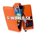 Kožený obal Samsung Galaxy Ace 2 - Flip Card oranžová