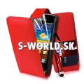 Kožený obal Samsung Galaxy Ace 2 - Flip Card červená