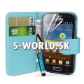 Kožený obal Samsung Galaxy Ace 2 - Wallet svetlo-modrá