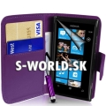 Kožený obal Nokia Lumia 800 - Wallet fialová