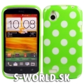 Silikónový obal HTC Desire X - Polka Dots zelená 