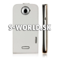 Kožený obal HTC One S - Luxury Flip biela