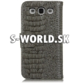 Kožený obal Samsung Galaxy S3 - Croco Wallet šedá