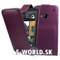 Kožený obal HTC One M7 - Flip fialová