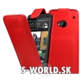 Kožený obal HTC One M7 - Flip červená