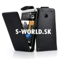 Kožený obal HTC One M7 - Flip Leather čierna