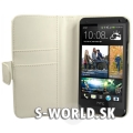 Kožený obal HTC One M7 - Wallet biela