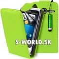 Kožený obal HTC WildFire S - Flip limetková