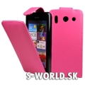 Kožený obal Huawei Ascend G510 - Flip ružová