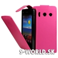 Kožený obal Huawei Ascend Y300 - Flip ružová